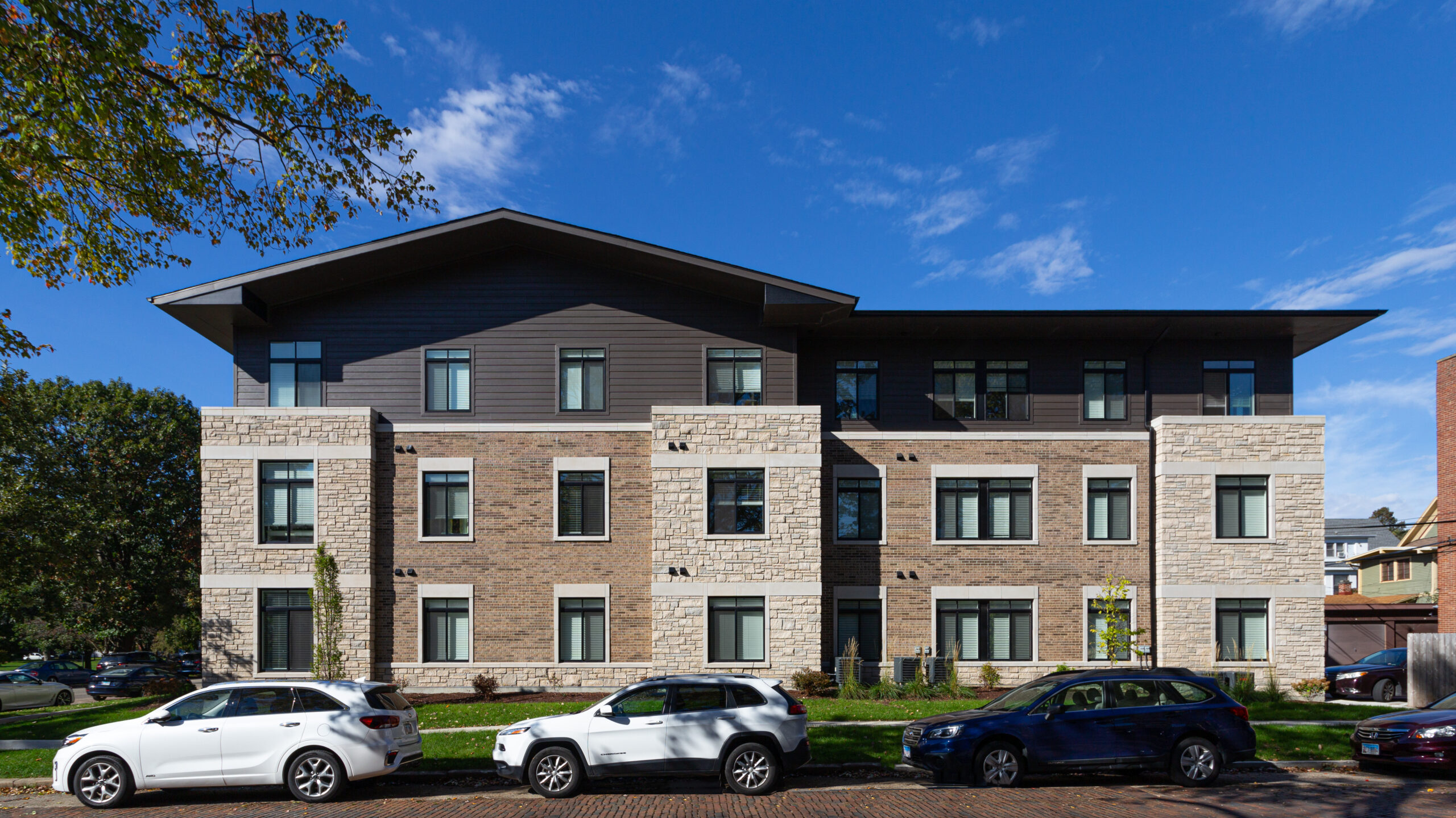 Street view of Church and Prairie apartments.