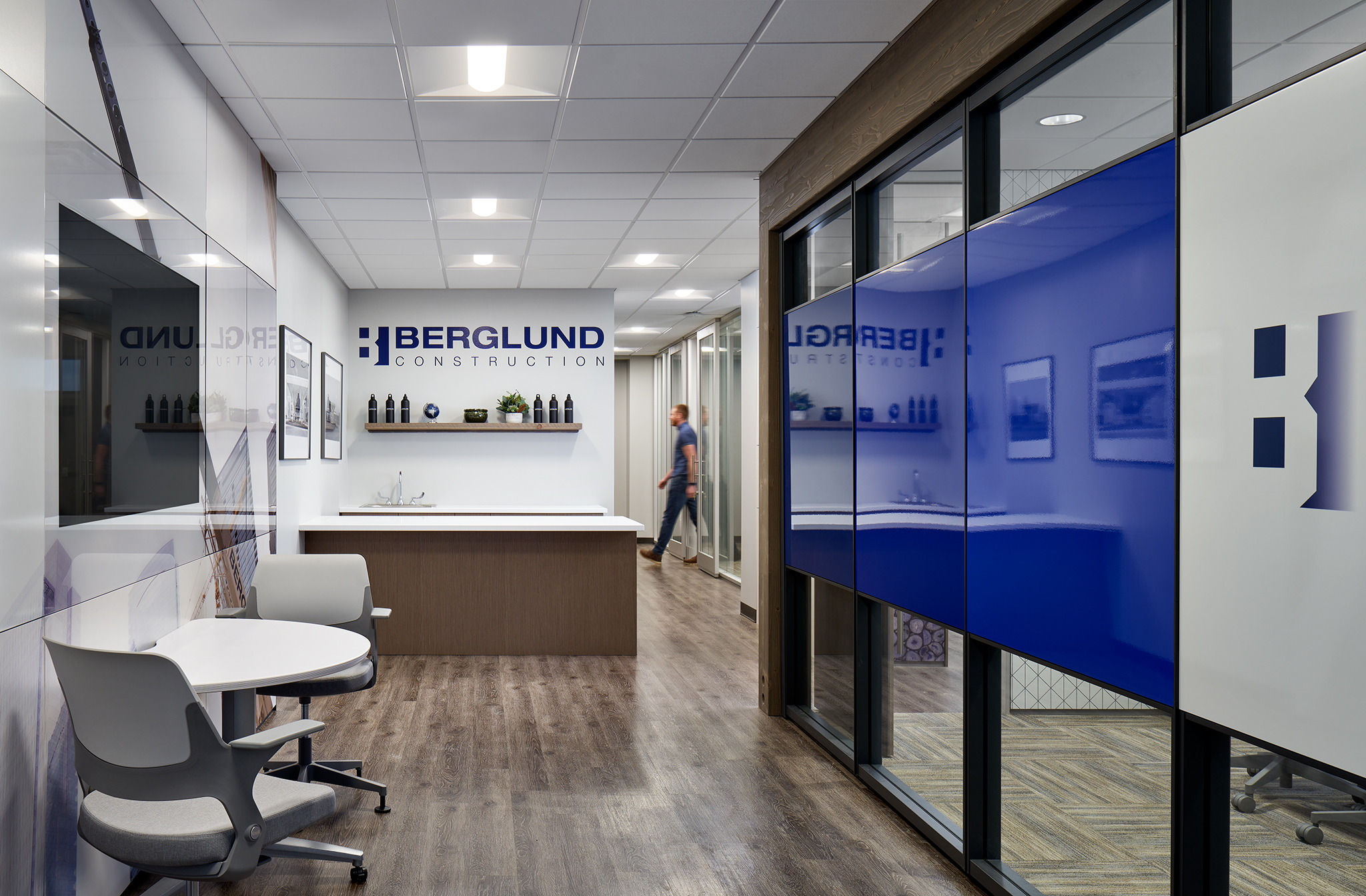 Reception area of Berglund Construction office.