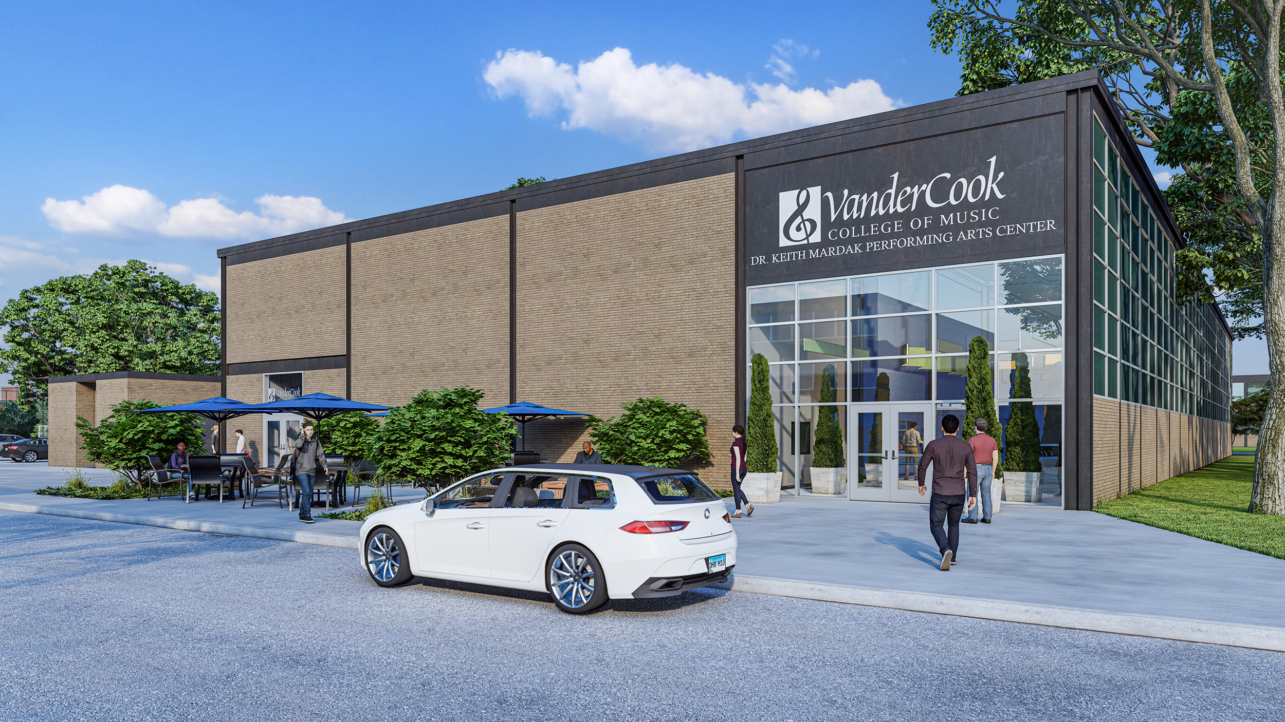 Exterior street view rendering of VanderCook College of Music.