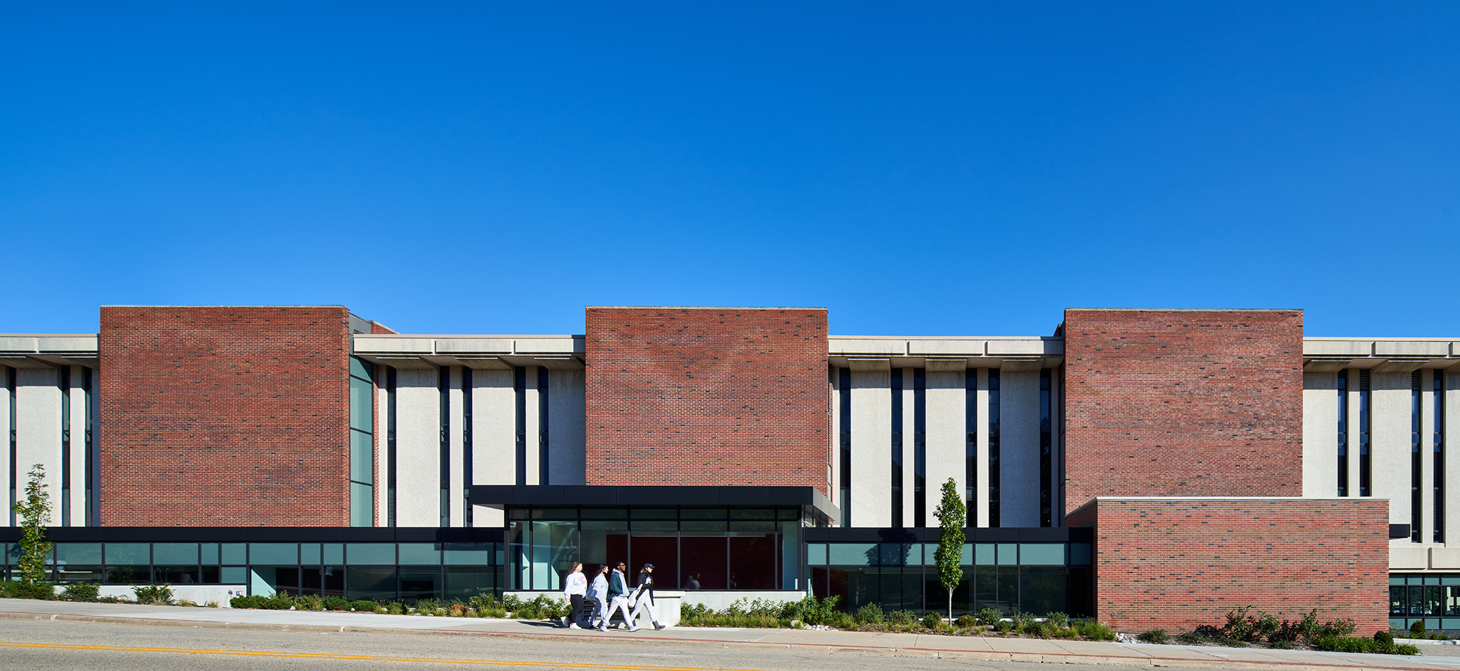 Front view of renovated facade of Julian Hall.