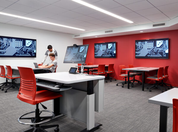 Active learning classroom of cyber security program at Julian Hall.