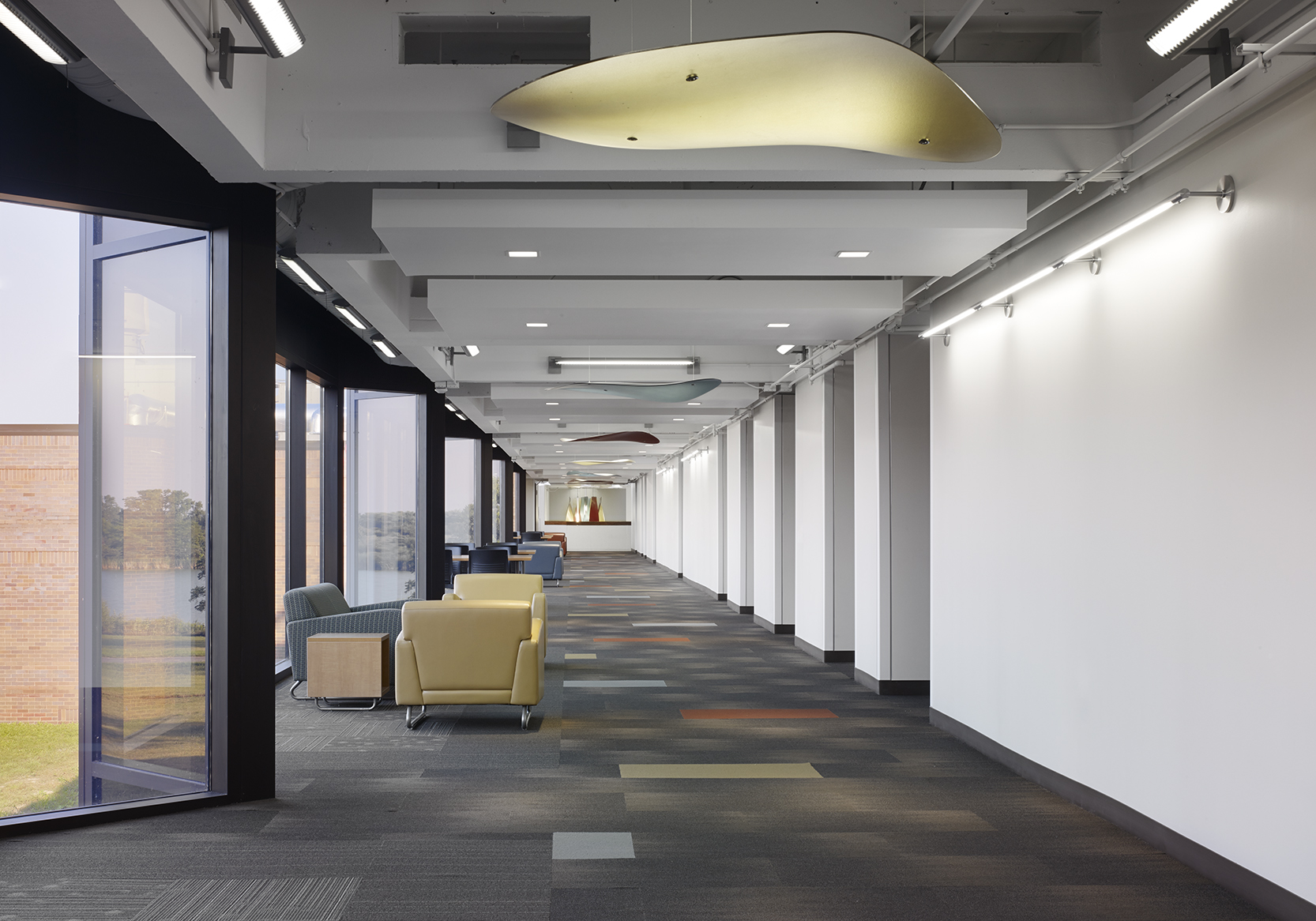 Renovated second floor hallway at GSU E-F Wing.