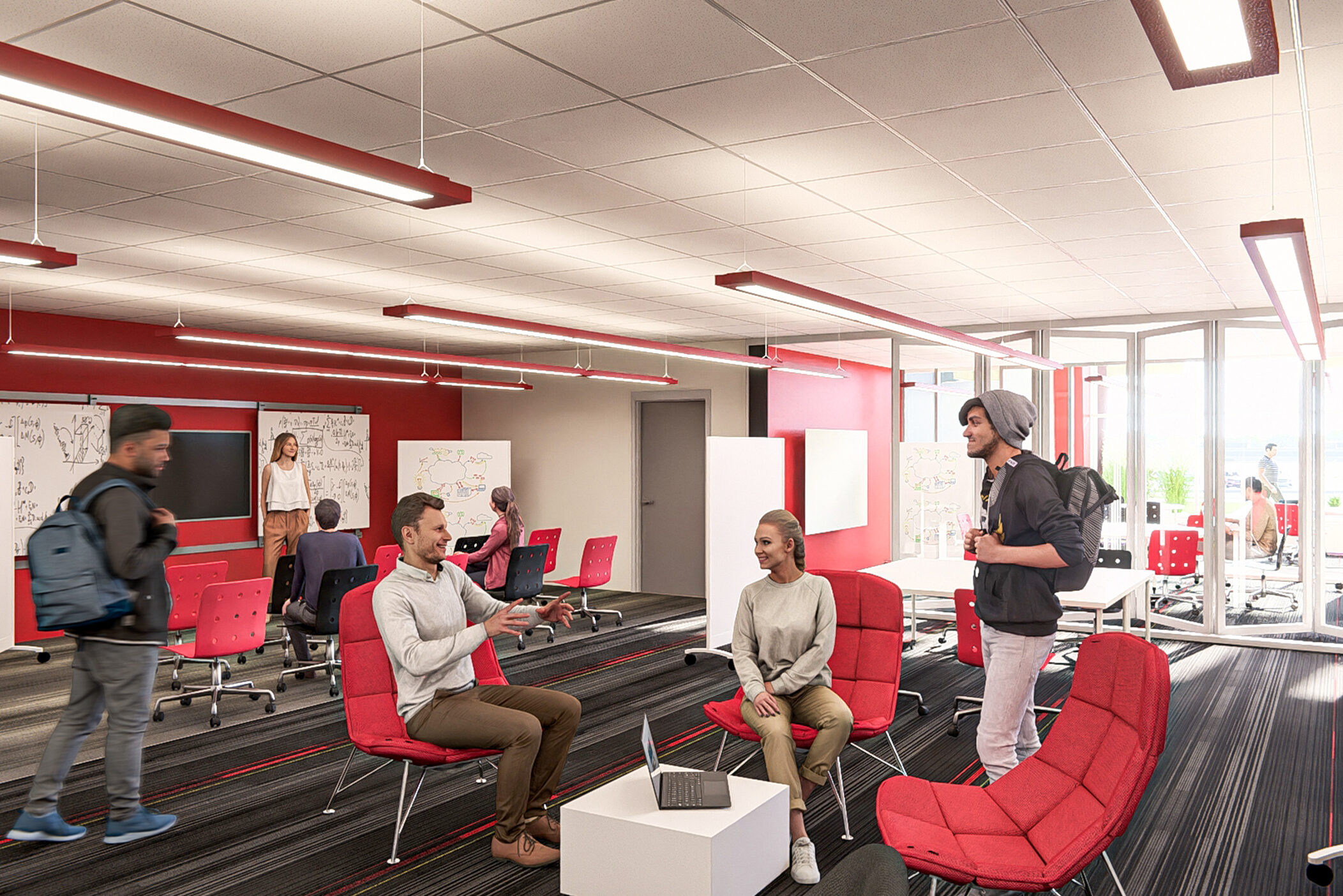 Rendering of peer-to-peer learning classroom at Gabel Hall.