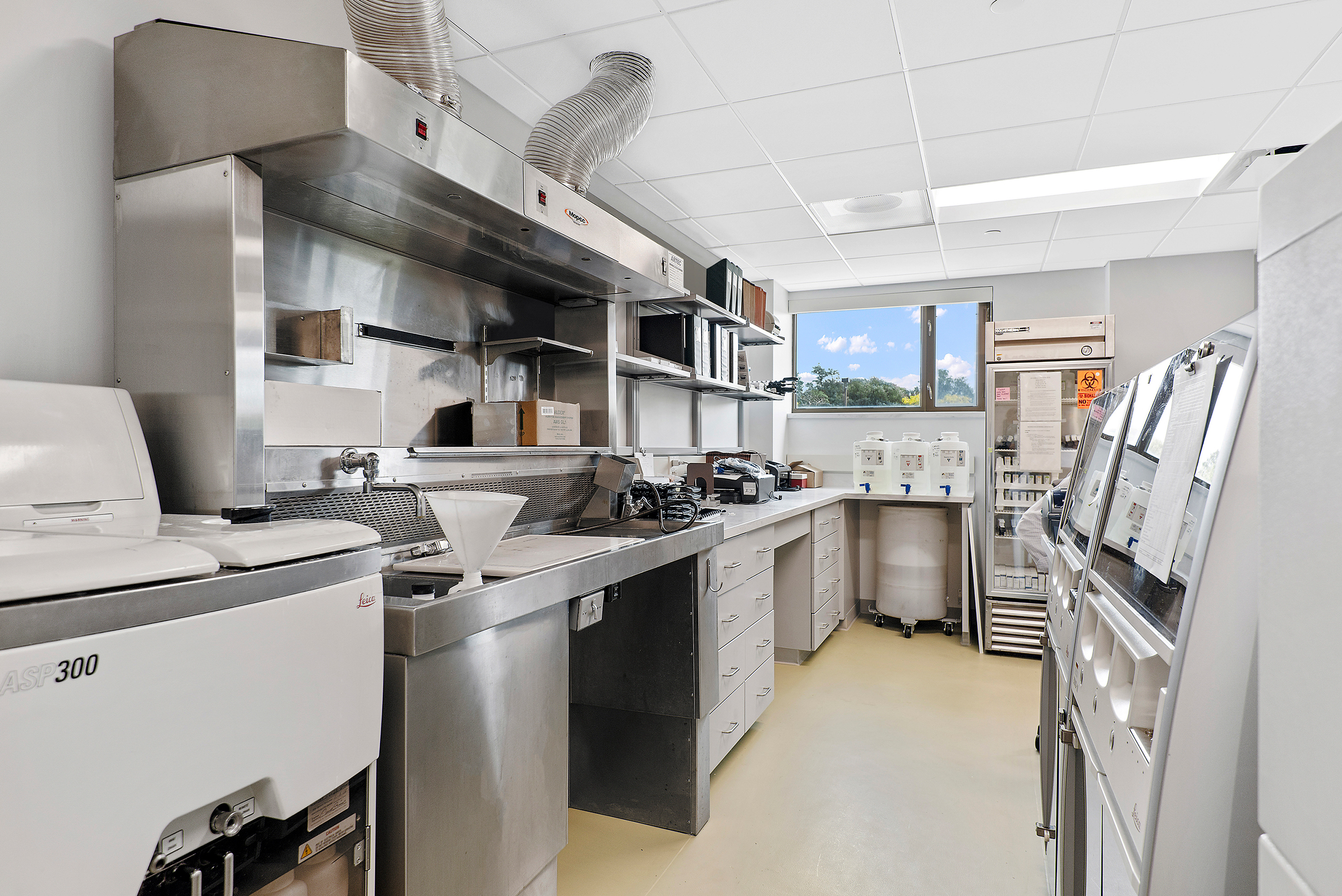 Equipment at Woodstock Hospital clinical laboratory.