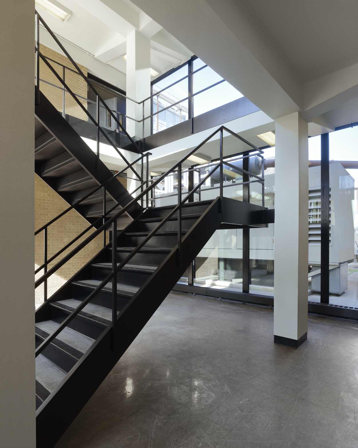 South-west corner staircase on the connection between two buildings of IIT incubator.