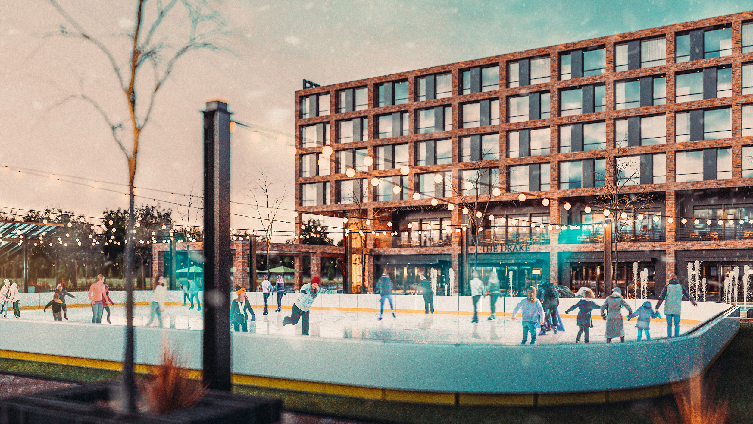 Ice skating rink rendering at the Mill.